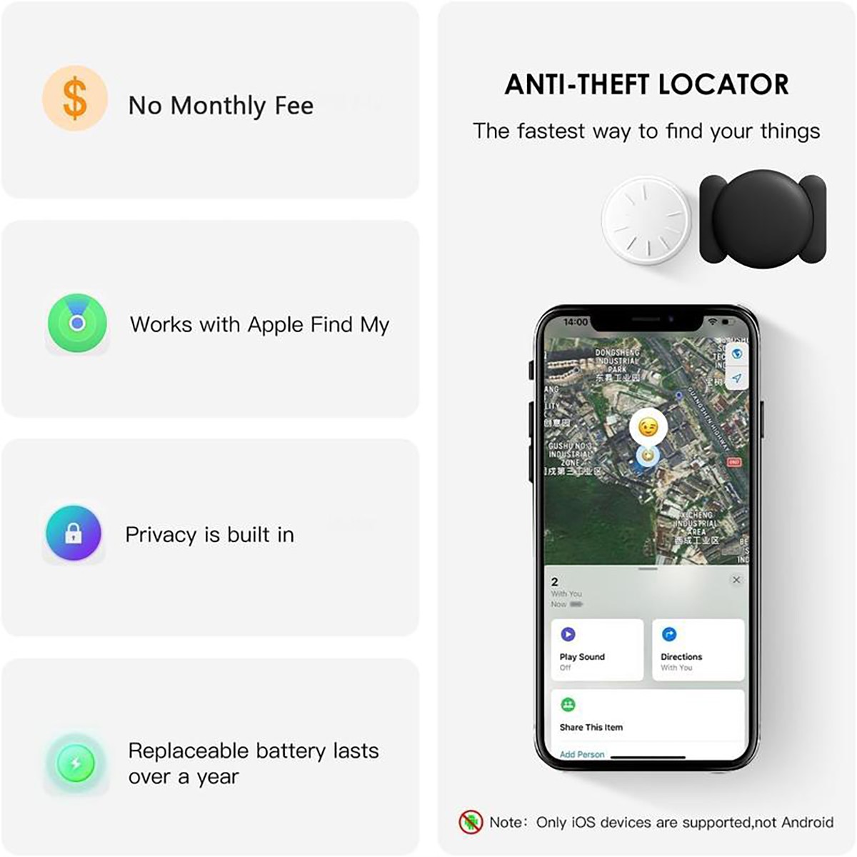 GPS Tracker for Vehicles Hidden Car Tracking Device Compatible with iPhone iOS