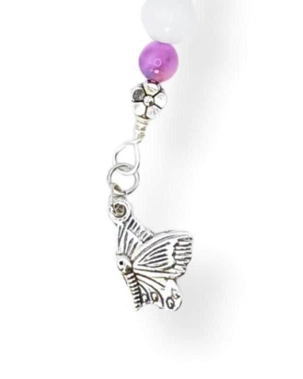 Butterfly Notebook Charm | Quartz & Purple Crystal, Silver-Tone | Stitch Marker