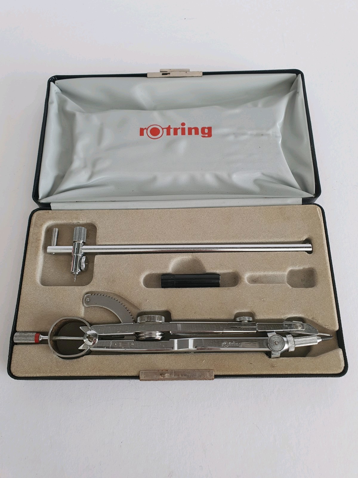 Vintage Rotring Bow Compass Technical Drawing Set with Original Case