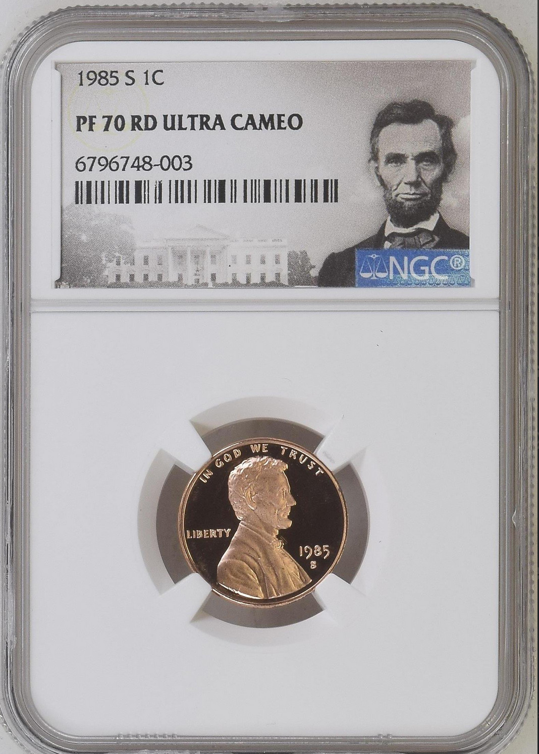 :1985-S 1C LINCOLN CENT NGC PF 70 ULTRA CAMEO TOP POP RARITY R5 HIGHEST GRADES