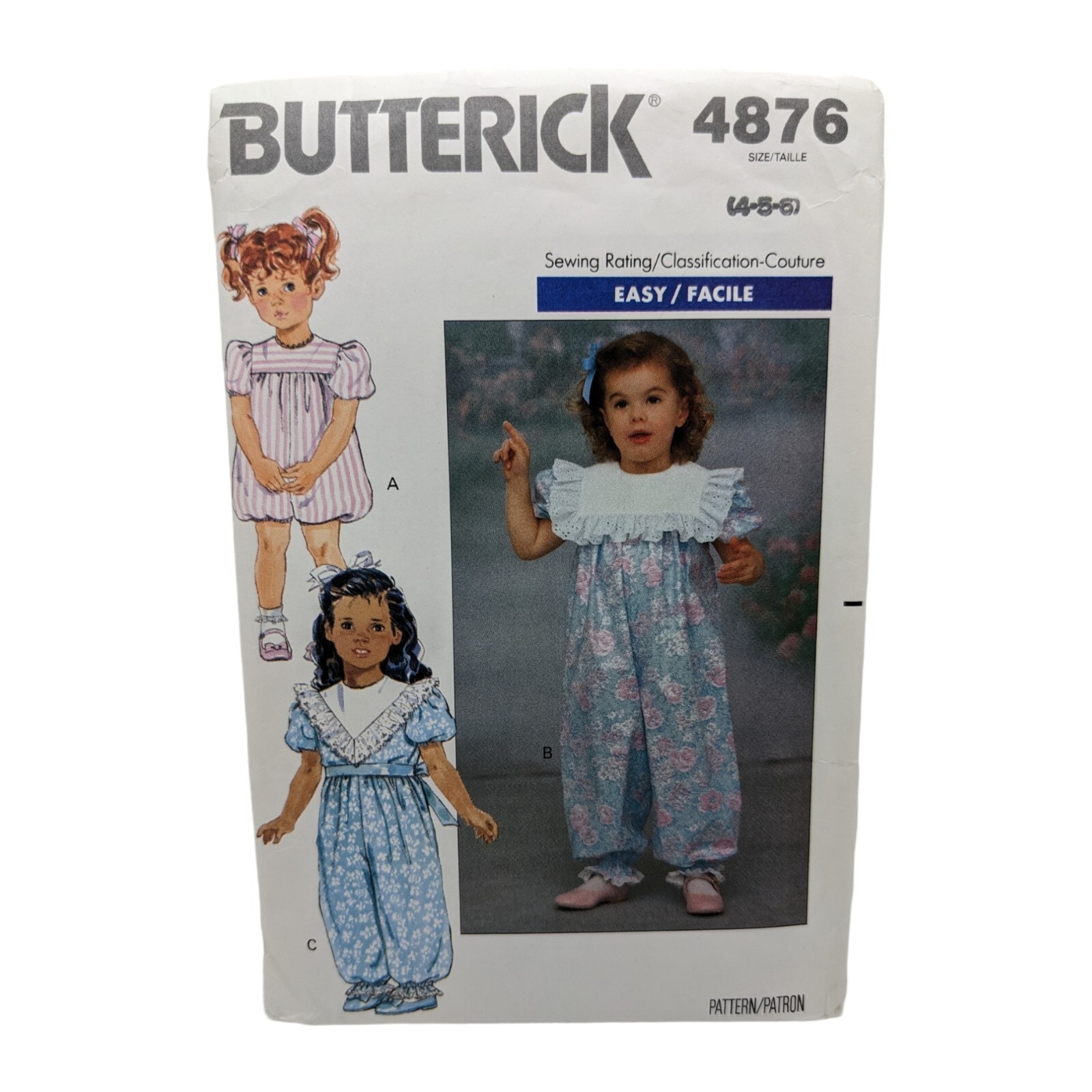 Butterick Pattern 4876 Toddler Children Party Pants Sizes 4 5 6 Uncut 1990