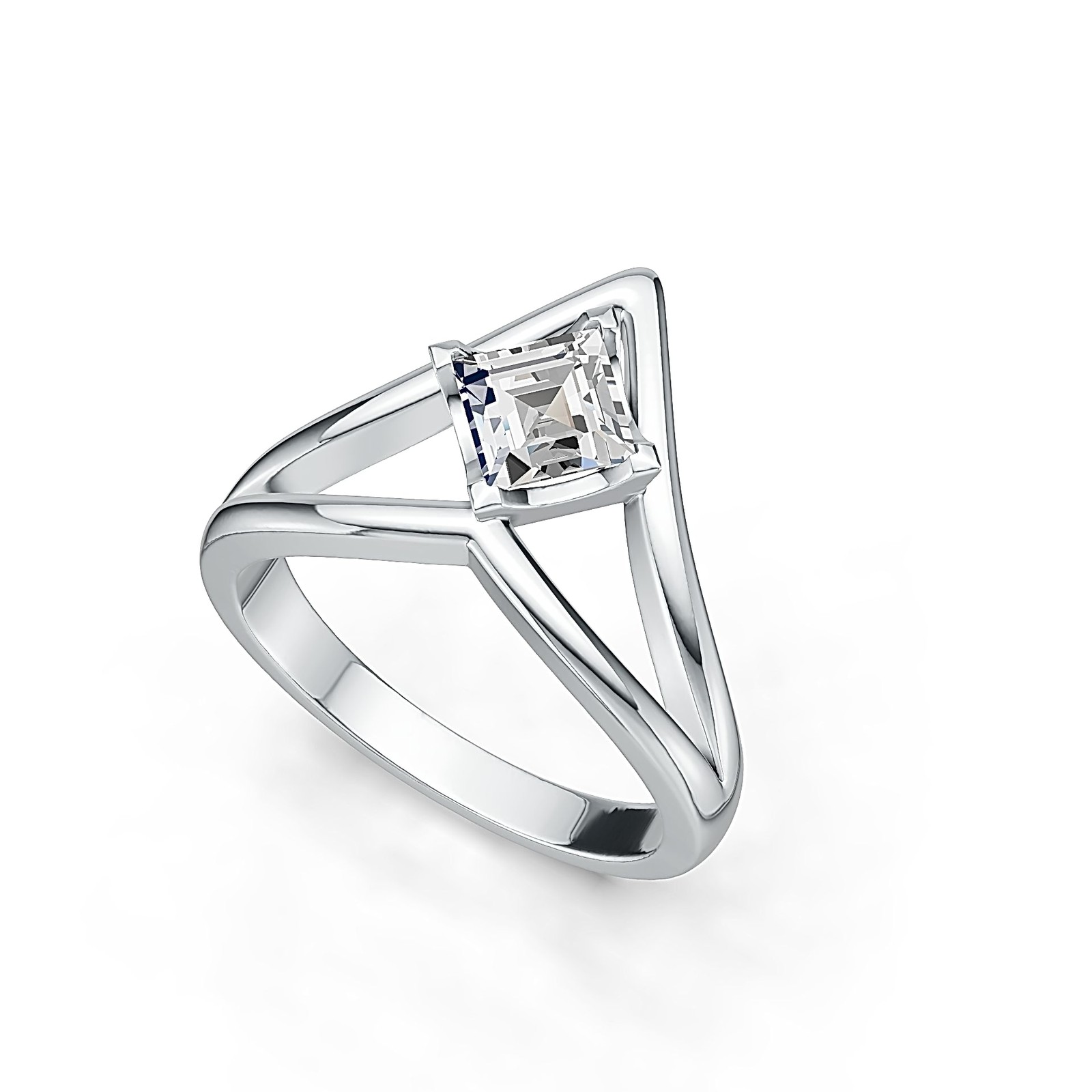 Sterling Silver Semi Mount Ring Setting Princess SQ 5x5mm