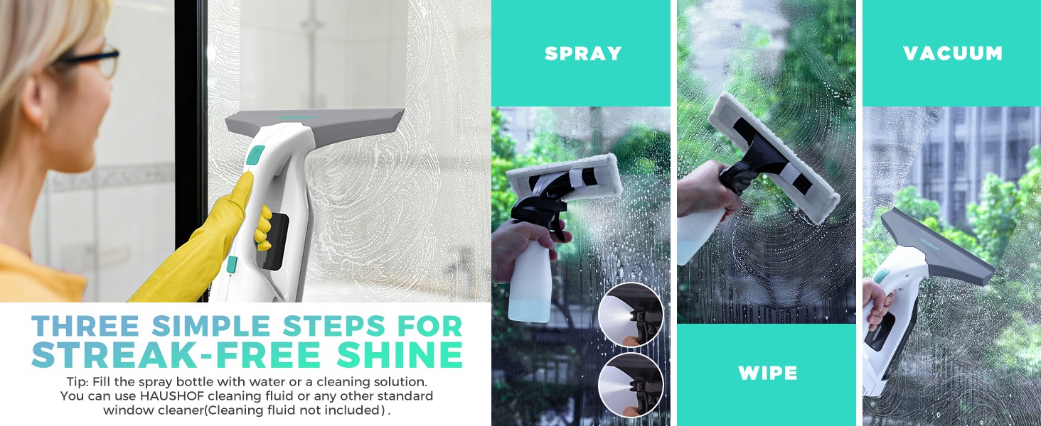 Electric Window Vacuum Squeegee 11", Vacuum Squeegee Cordless Cleaner Tool Set,