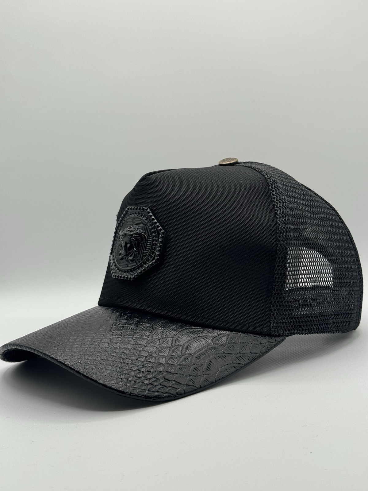 Black Medusa Snakeskin Trucker Hat
