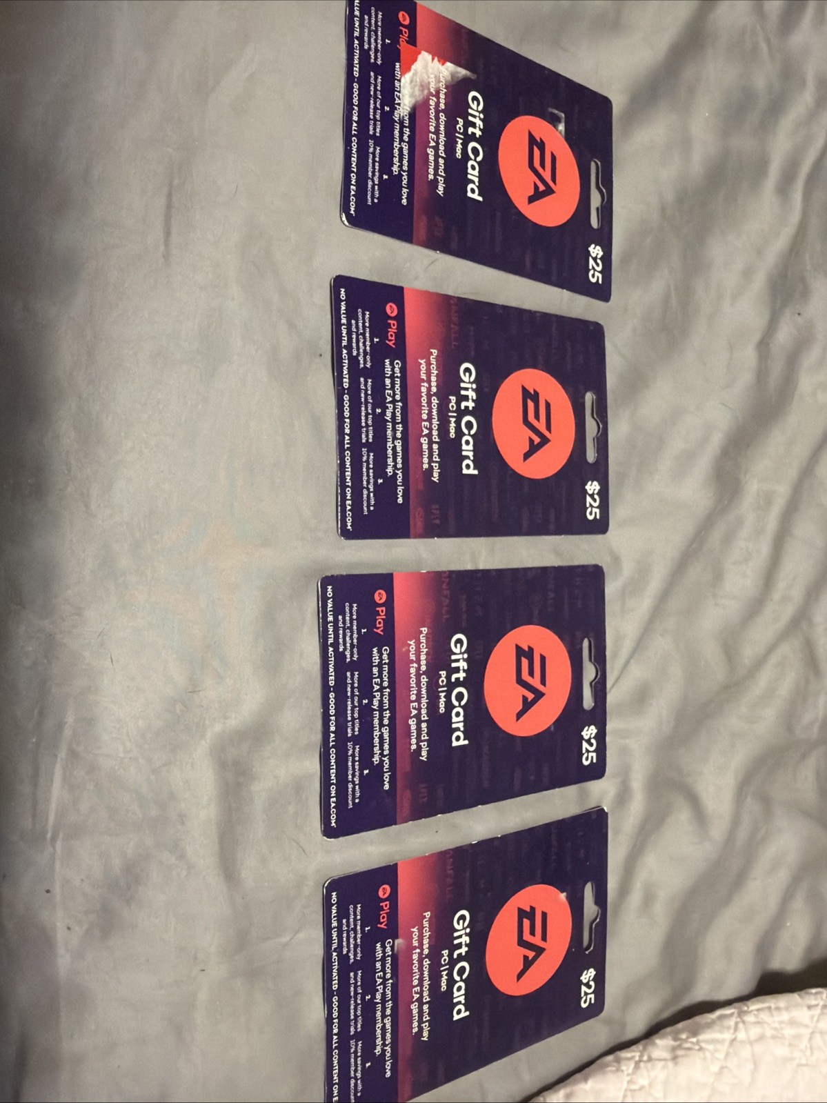 (4) EA Play $25 Gift cards