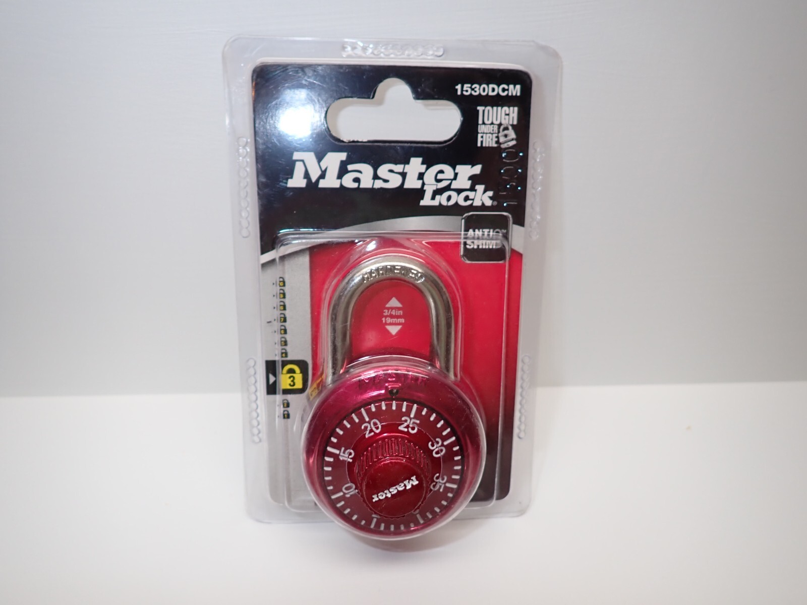 Master Lock Combination Locker Padlock Anti Shim Red Chrome 1530DCM