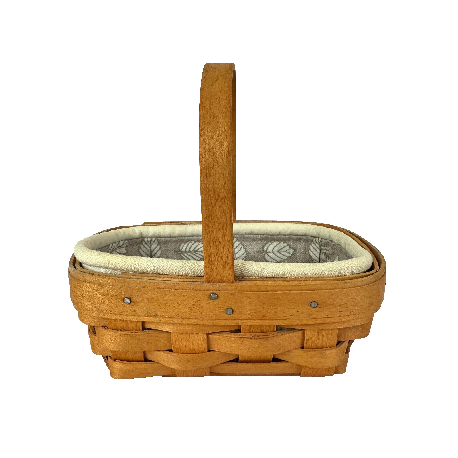Longaberger Parsley Booking Basket, Stand Up Stone Leaf Liner