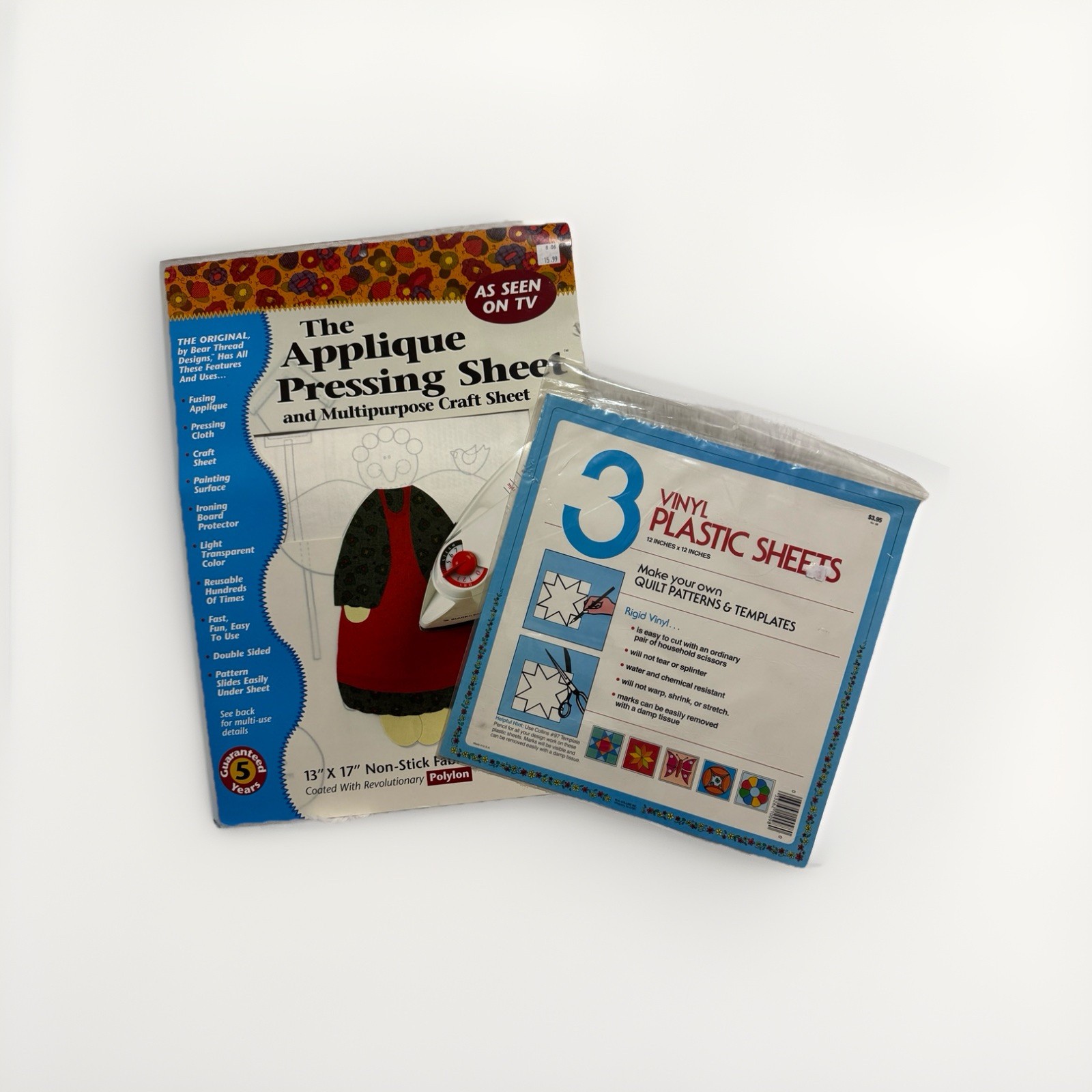 Applique Pressing Sheet and 3 Vinyl Plastic Sheets Quilting Patterns Templates