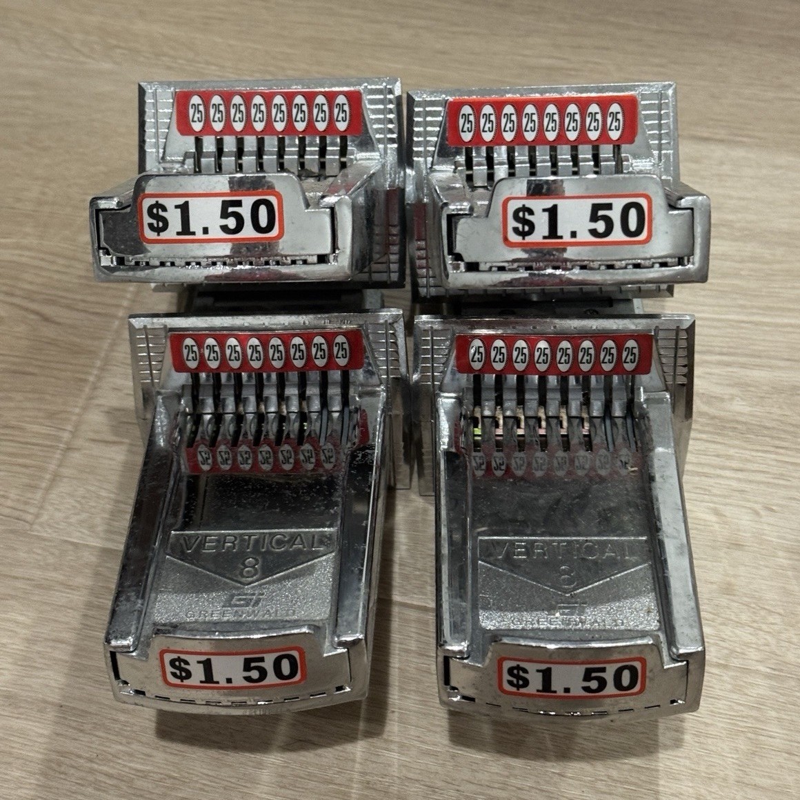Greenwalt Vertical 8 Coin Mechanism Lot of 4 $1.50 Model 20-3021