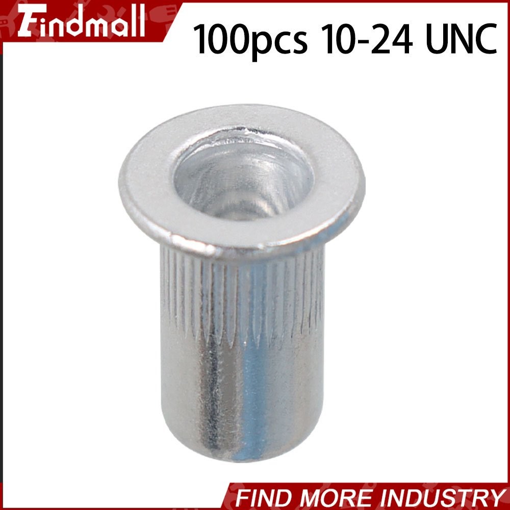 Findmall 100 Pack 10- 24 Aluminum Rivet Nut Rivnut Insert Nutsert SAE