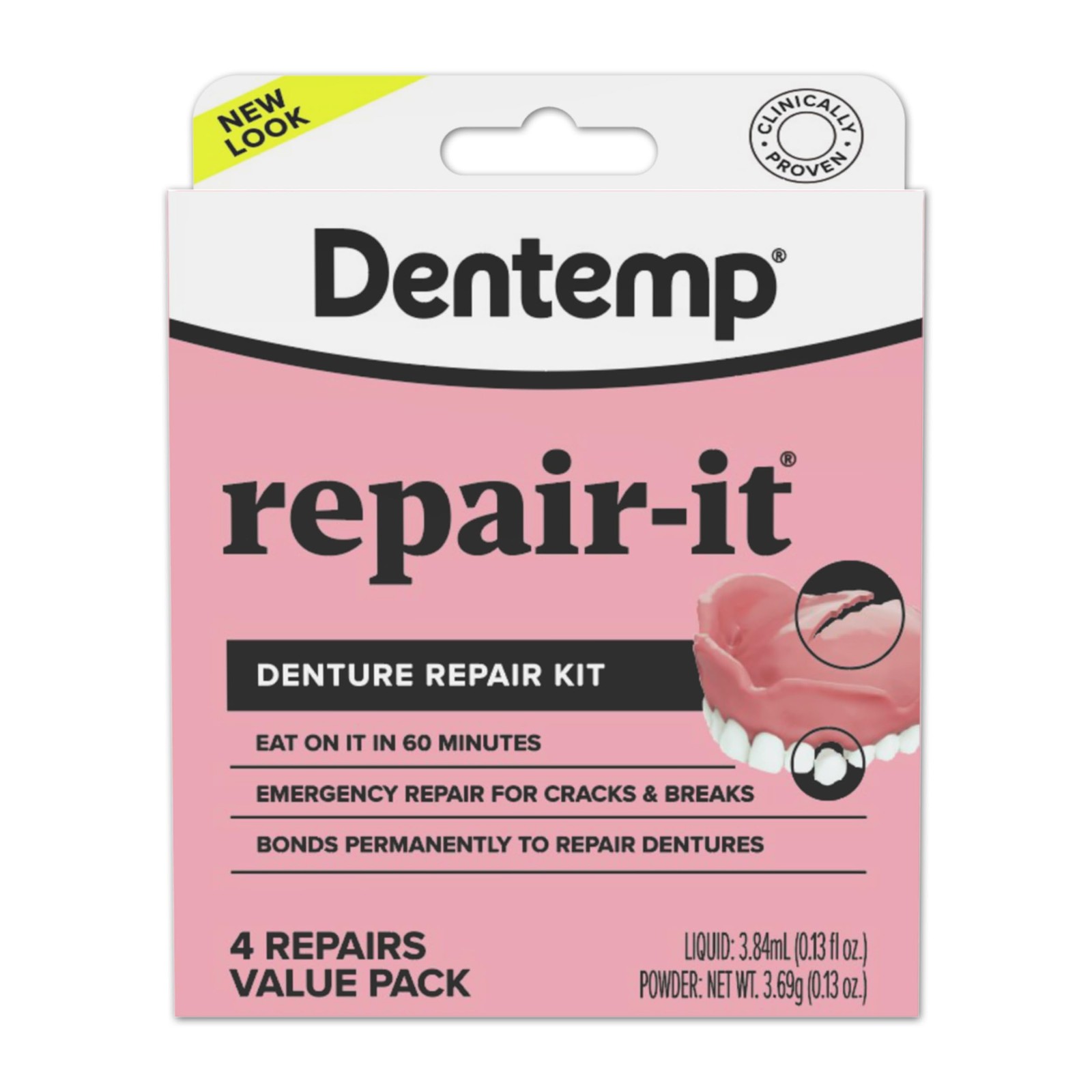 Denture Repair Kit - Fix Broken Dentures, Mend Cracks, Replace Loose Teeth