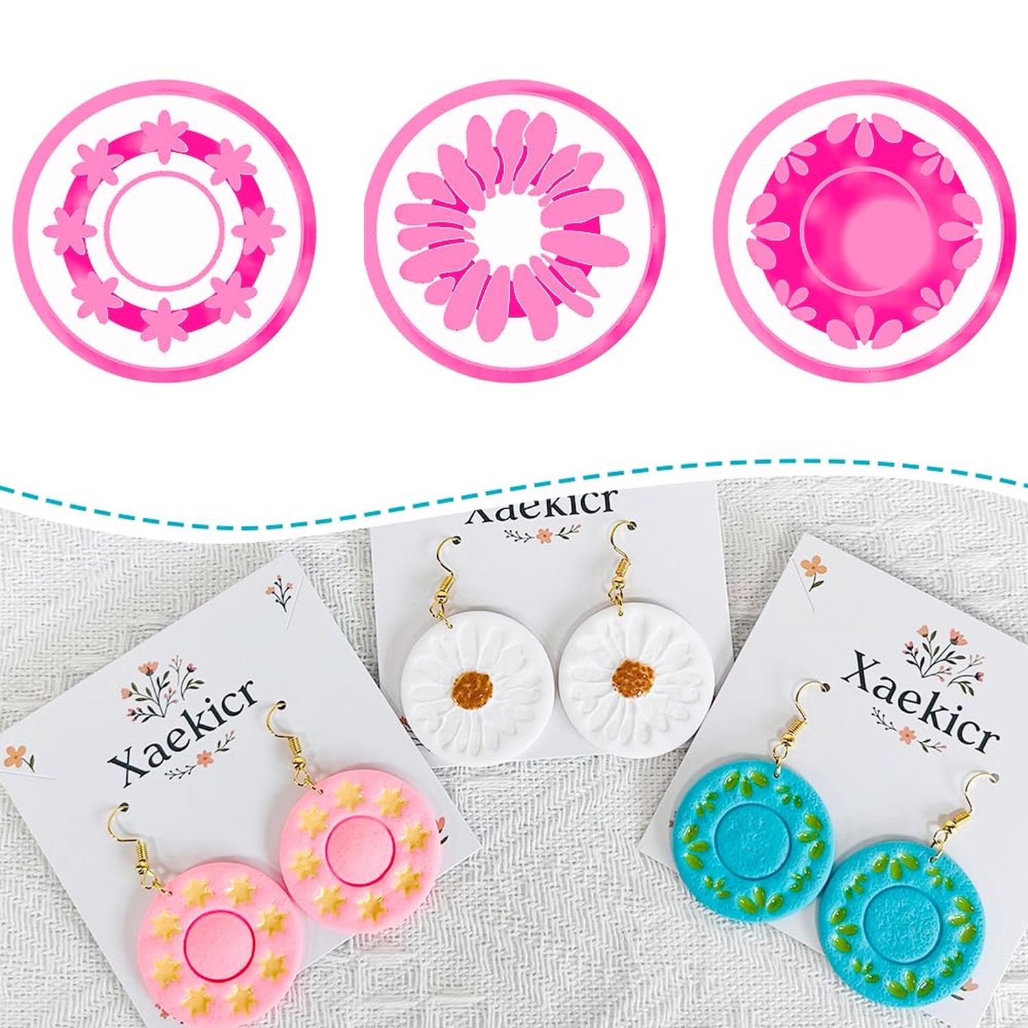 Xaekicr Round Floral Polymer Clay Cutters Set – Clay Earring Cutters for D