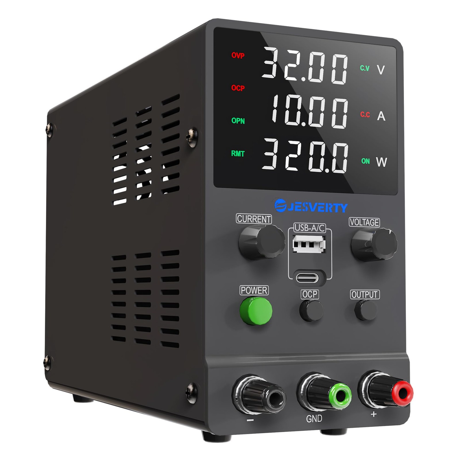 Jesverty DC Power Supply Variable, 0-32V 0-10A Adjustable Switching DC Regula...