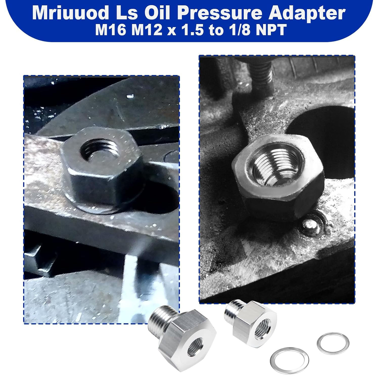 LS Oil Pressure Sensor Adapter, 2 PCS Ls Coolant Temp Sensor Adapter for All GM