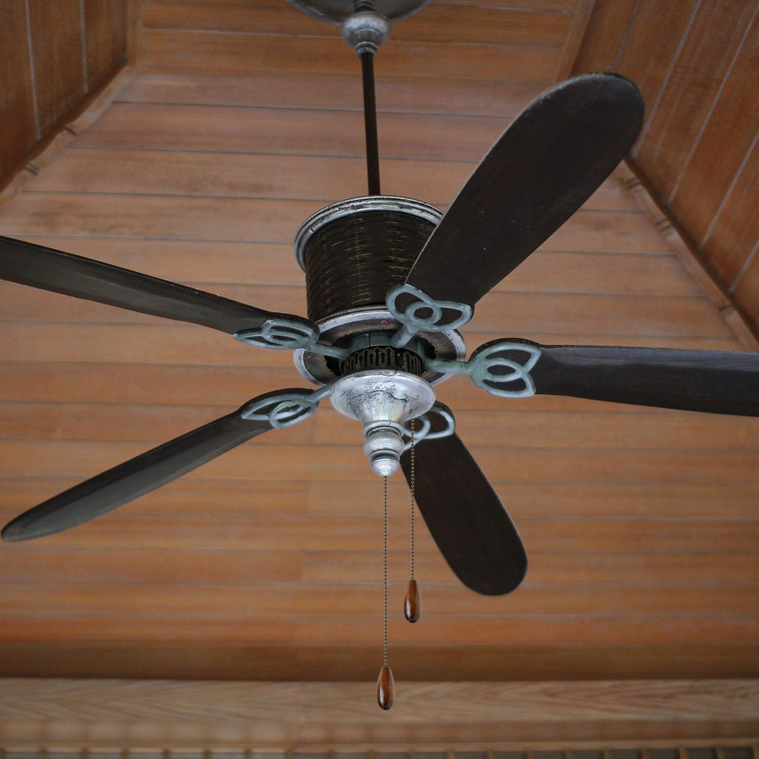 4 Pieces Ceiling Fan Chain Pulls Extender Wooden Pull Walnut Color