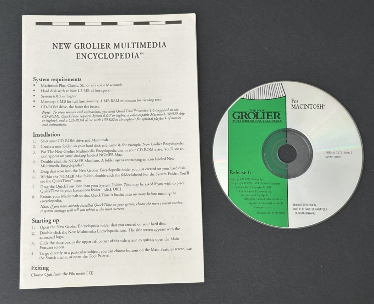 New Grolier Multimedia Encyclopedia : Release 6 (Mac) CD + User Guide
