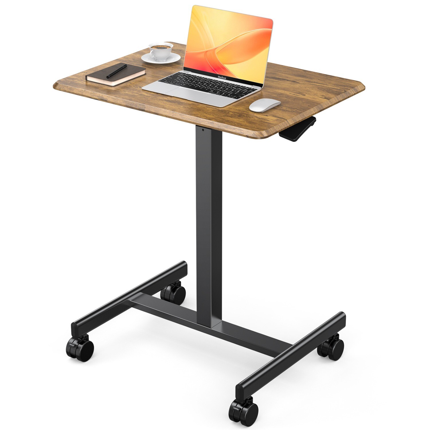 Mobile Laptop Standing Desk with Wheels Adjustable Height Sit Stand Desk