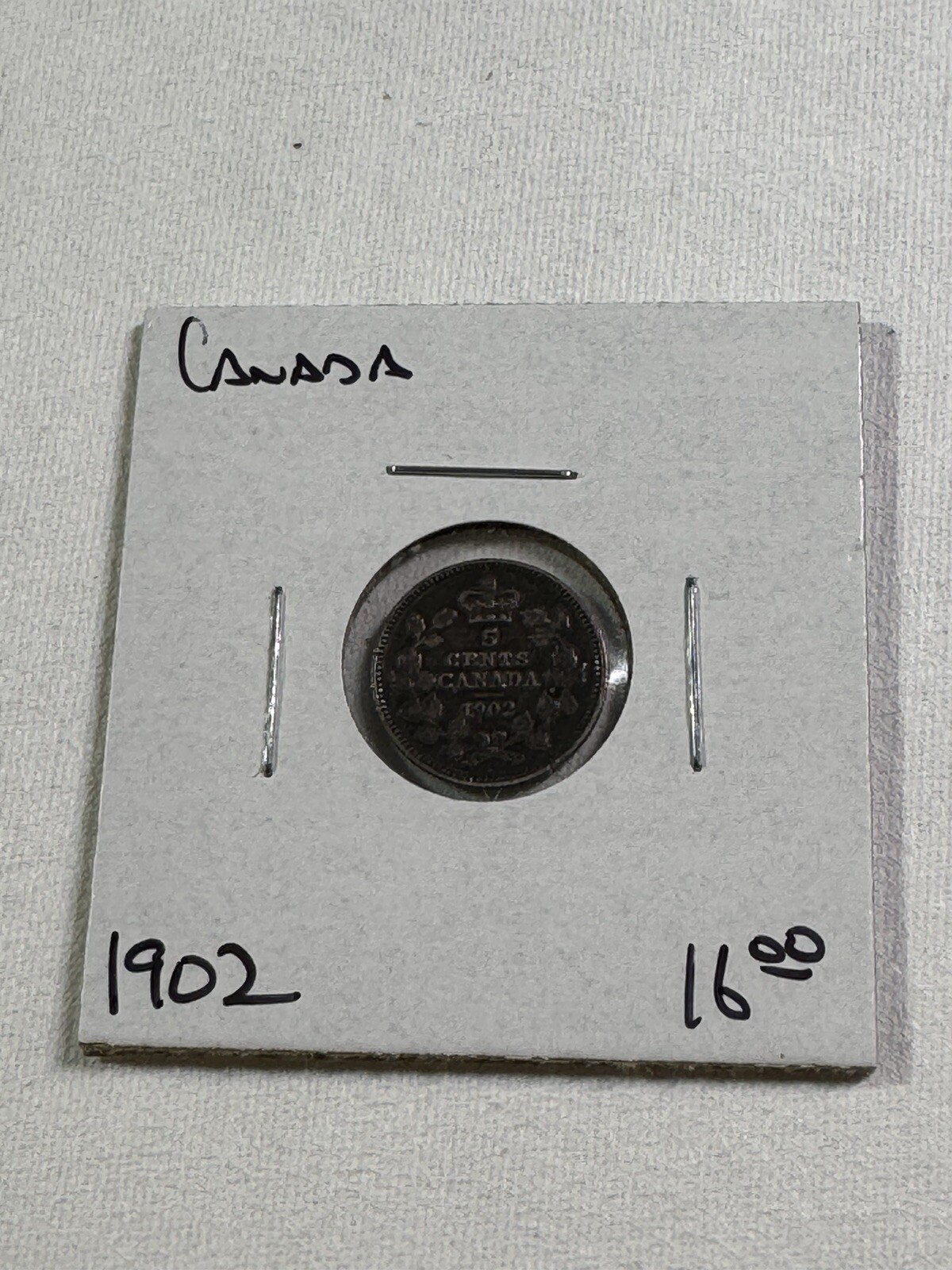 1902 Canada 5 Cents Small Silver Coin