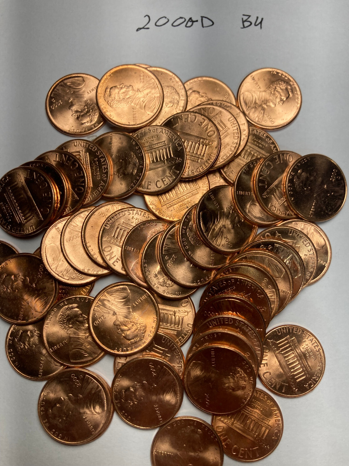 2000-D "BU"  LINCOLN MEMORIAL CENT PENNY ROLL  50 COINS
