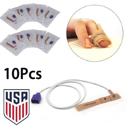 US 10Pcs Neonatal Adult SpO2 Sensor Oximax Disposable for Nellcor MAX-P Probe 9P