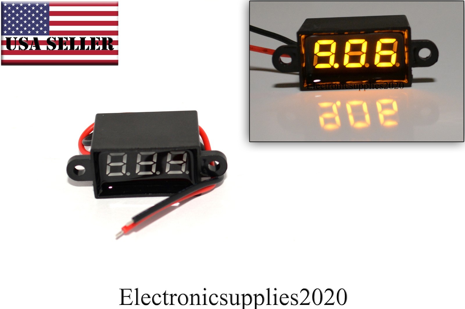 Orange Mini DC Waterproof 0.28 DC 3.5-30V Mini Digital LED Voltmeter Volt Meter