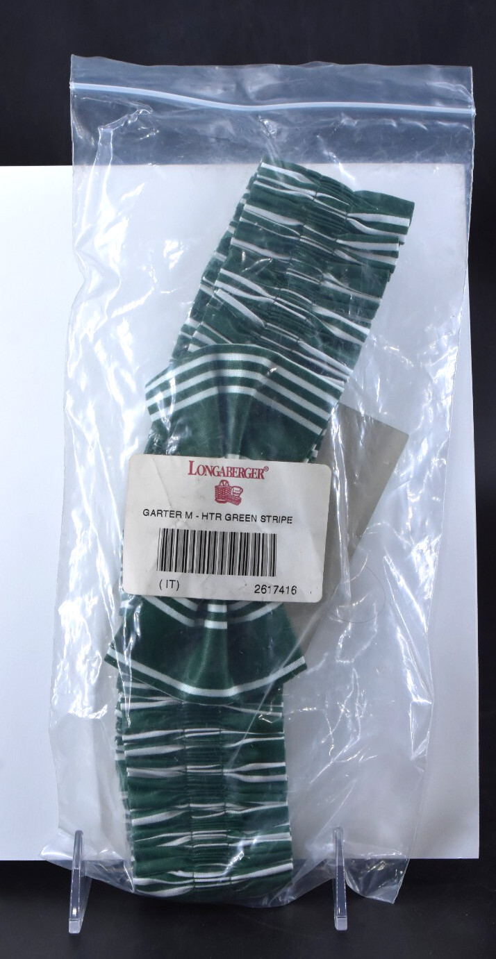 NEW VTG Longaberger Medium Garter ONLY 2617416 Hunter Green Striped Fabric