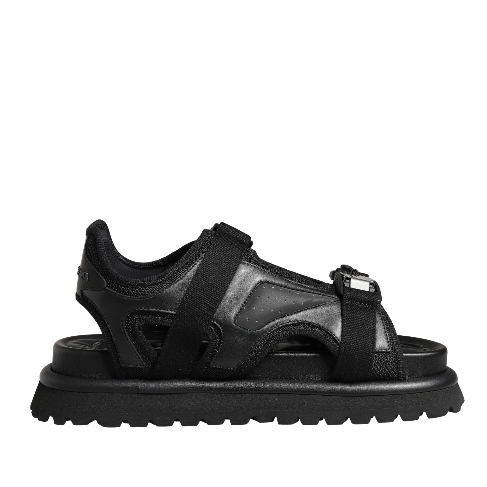 DOLCE & GABBANA Shoes Black Logo Detailed Chunky Sandals EU42.5 / US9.5 1500usd