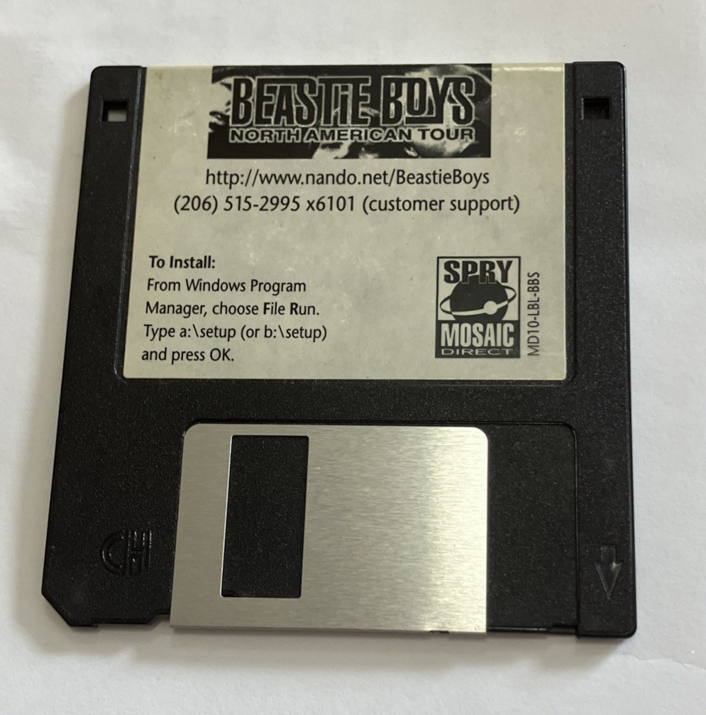 Beastie Boys Vintage 1994 3.5" Floppy Disk North American Tour rare vintage