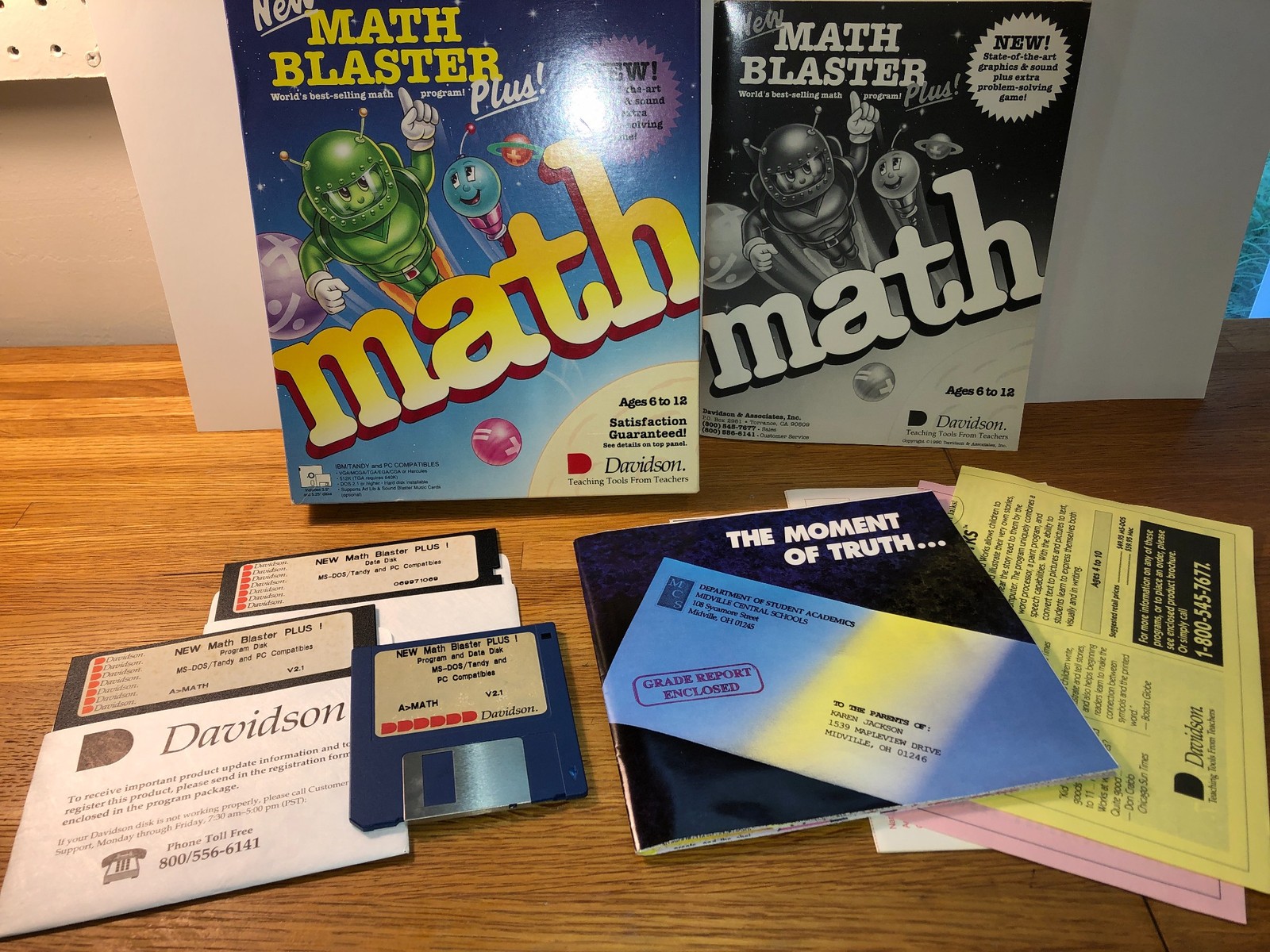 MATH BLASTER PLUS! V 2.1 (IBM DOS, Tandy) Rare BIG BOX Floppy Disk Game 3.5 5.25
