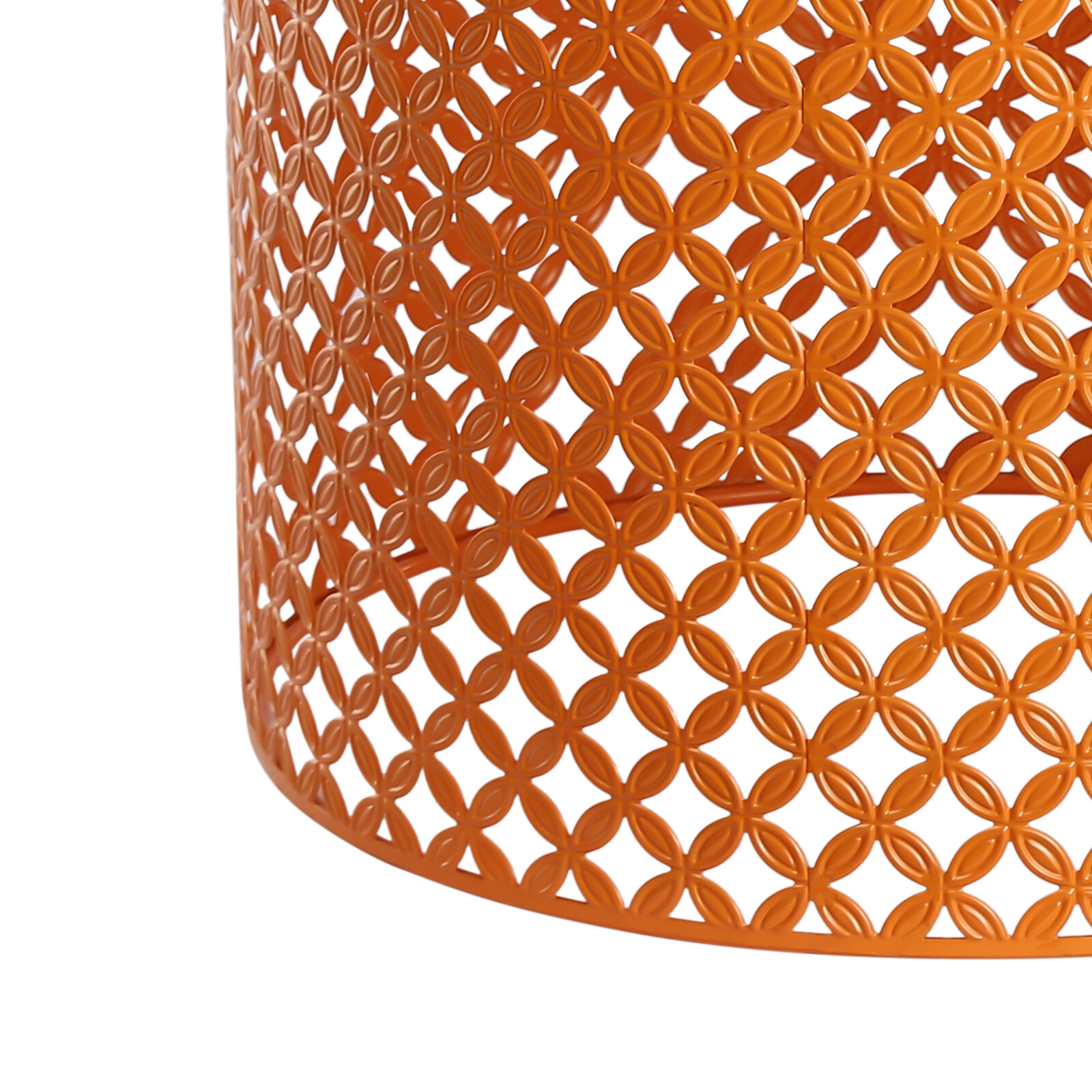 3Pcs Metal Frame Accent End Tables Cylindrical Iron Frame Side Tables Set Orange