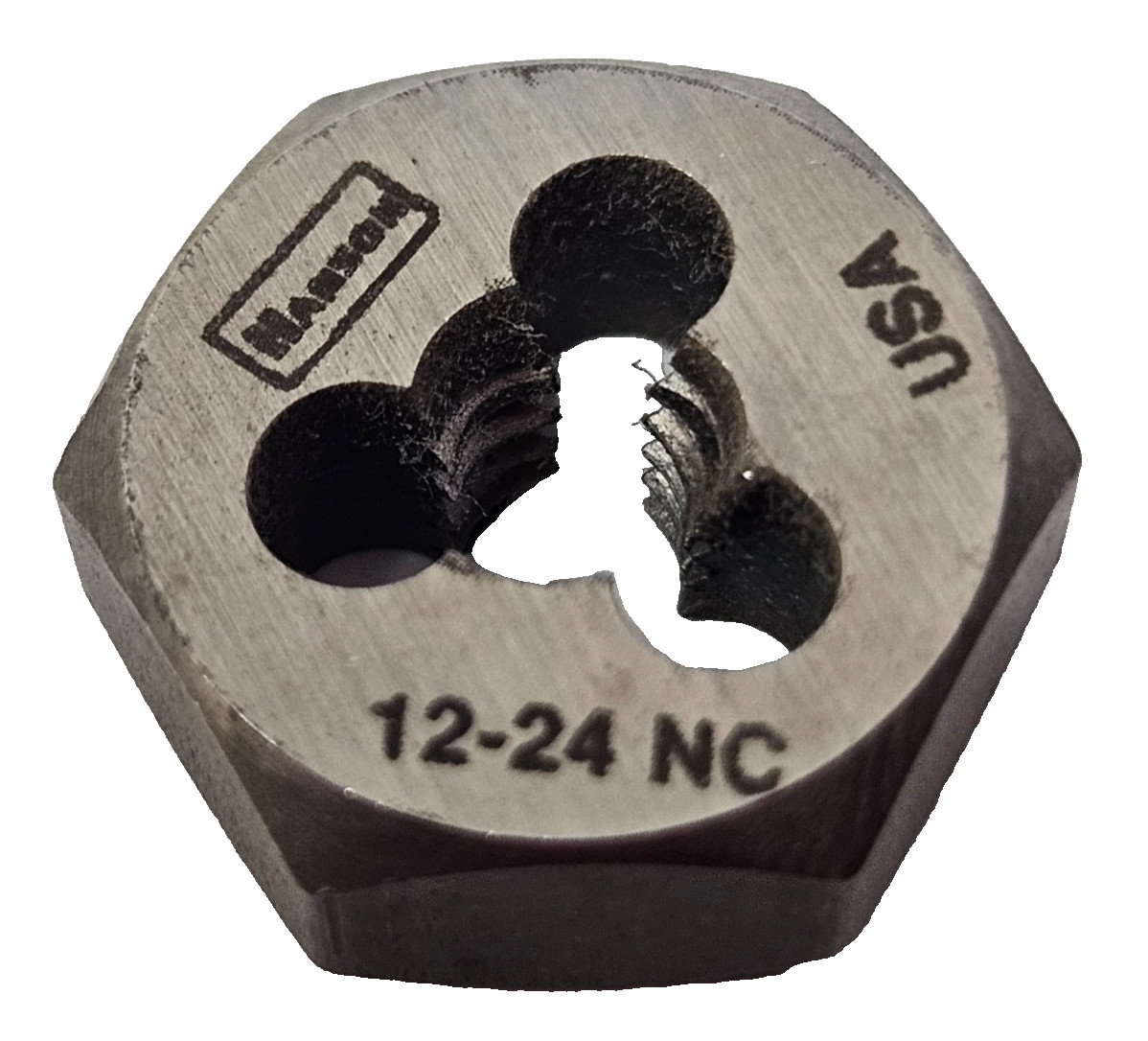 12-24 X 5/8 Hex Die Hanson 6132 Carbon Steel SAE USA RH Rethreading 12/24 SMALL!