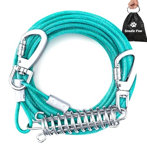 Heavy Duty Tie Out Cable for Large Dogs - 50FT Chew 125lbs / 50ft Ice Blue