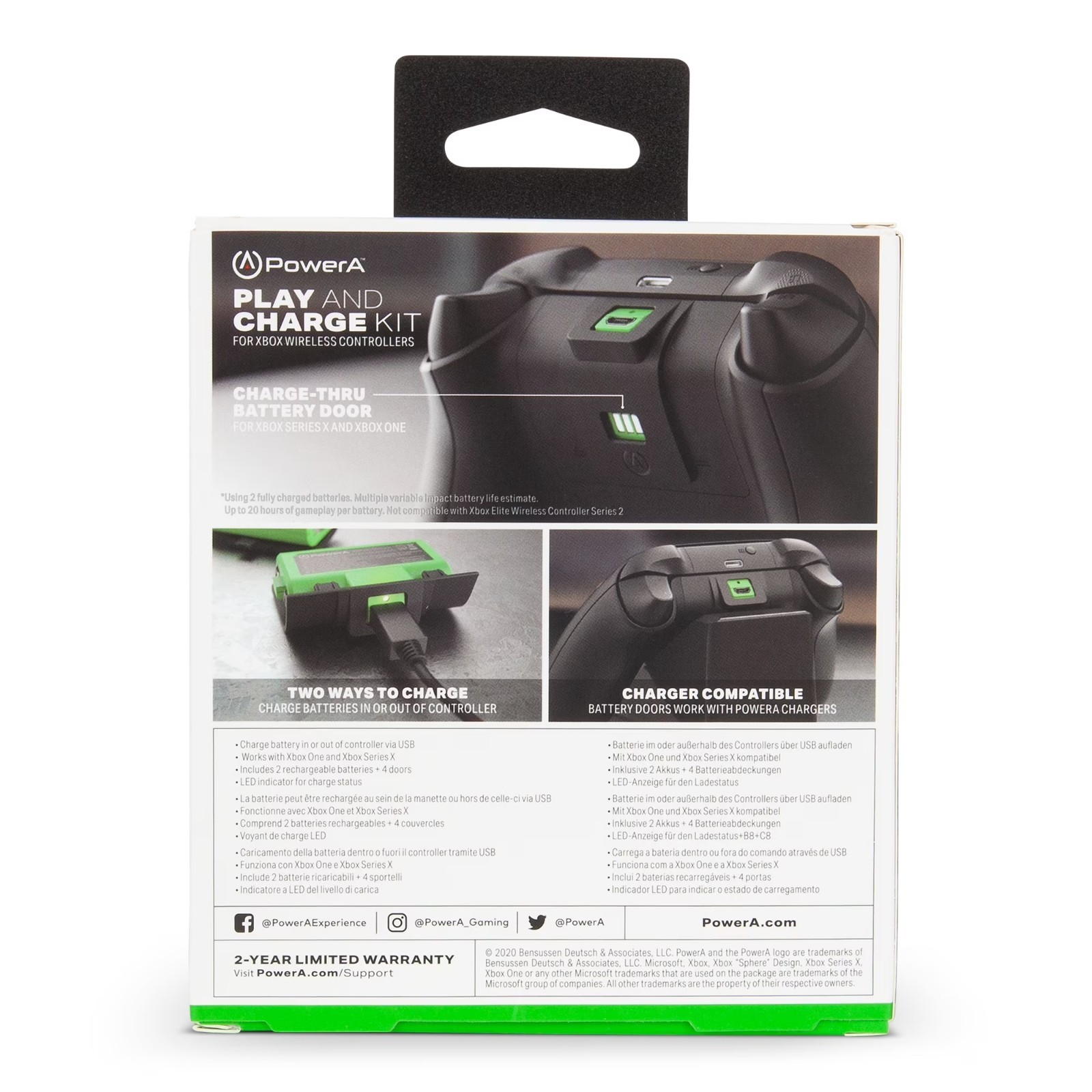 Xbox Rechargeable Battery Pack 1100mAh 2 Pack 10ft USB Cable Charge Kit for