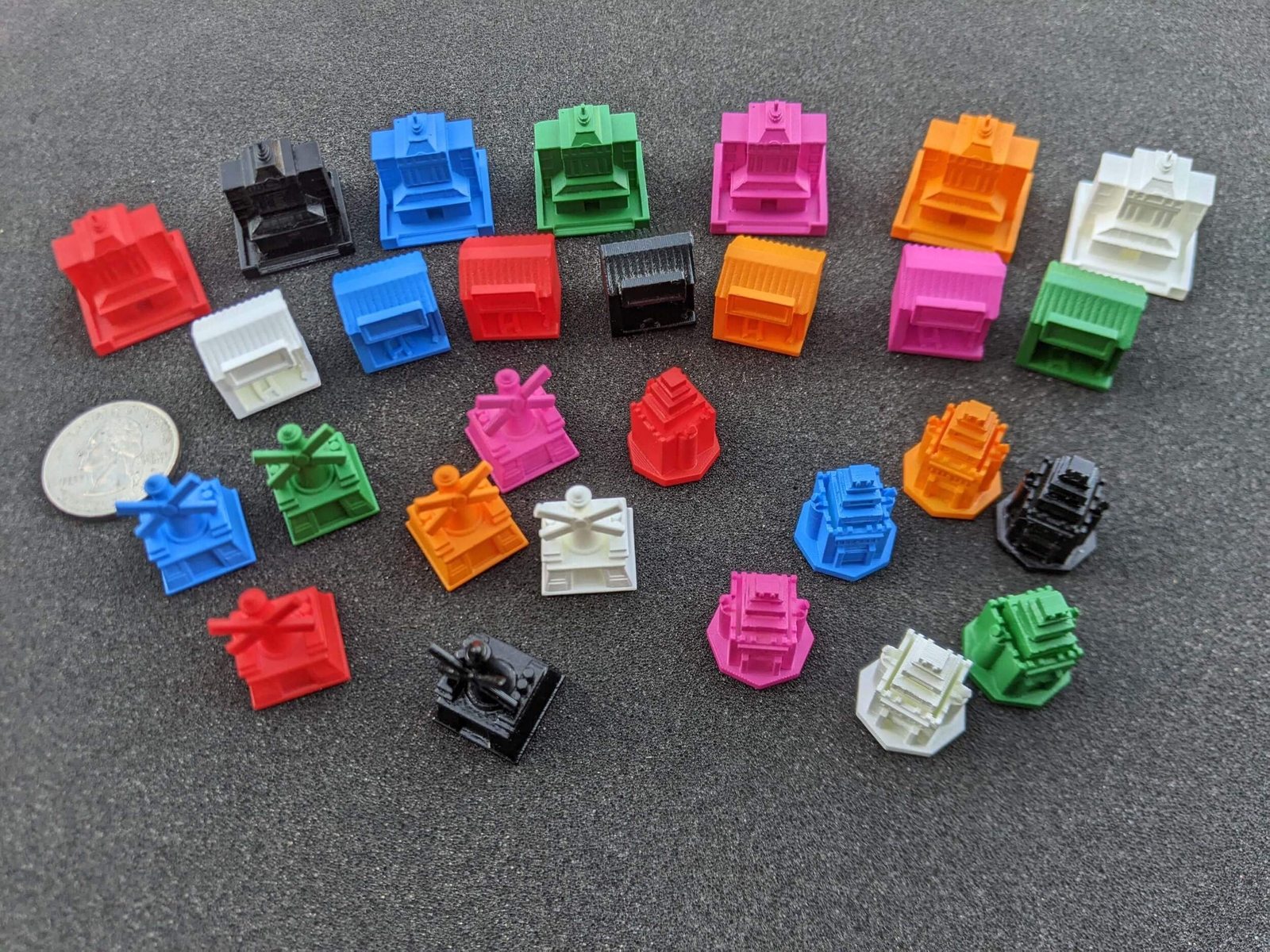 Detailed Plastic Board Game Buildings