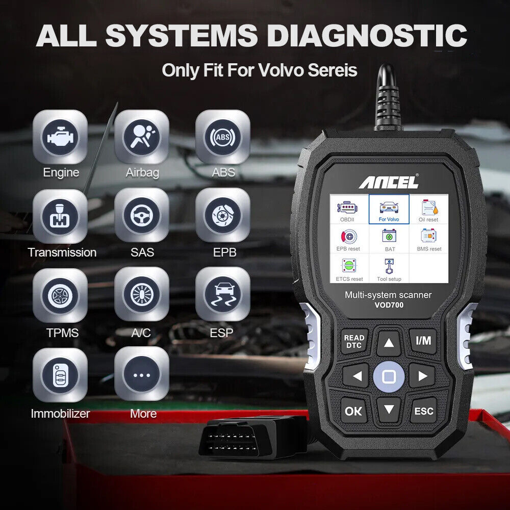 ANCEL VOD700 Fit For Volvo OBD2 Scanner Code Reader Full System Diagnostic Tool