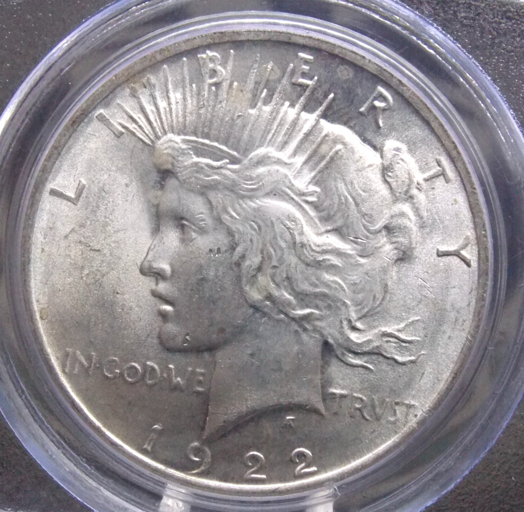 1922 "P" Peace SILVER Dollar $1 PCGS MS63 #029 Uncirculated BU Unc ECC&C, Inc.