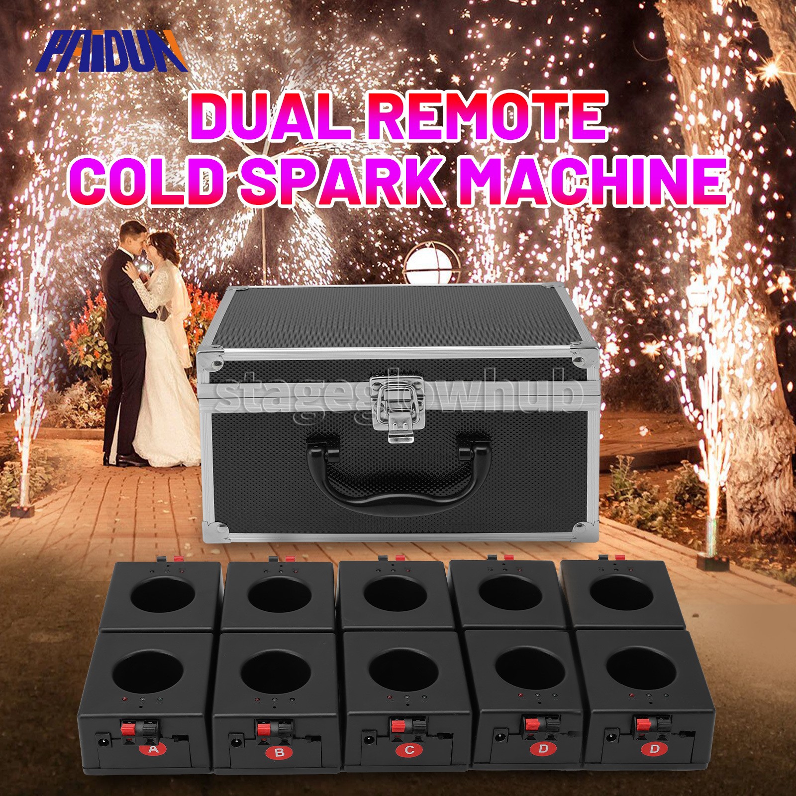 PAIDUN 10Pack Rechargeable Cold Spark Machine Base Kit Sparkler Effect Wedding