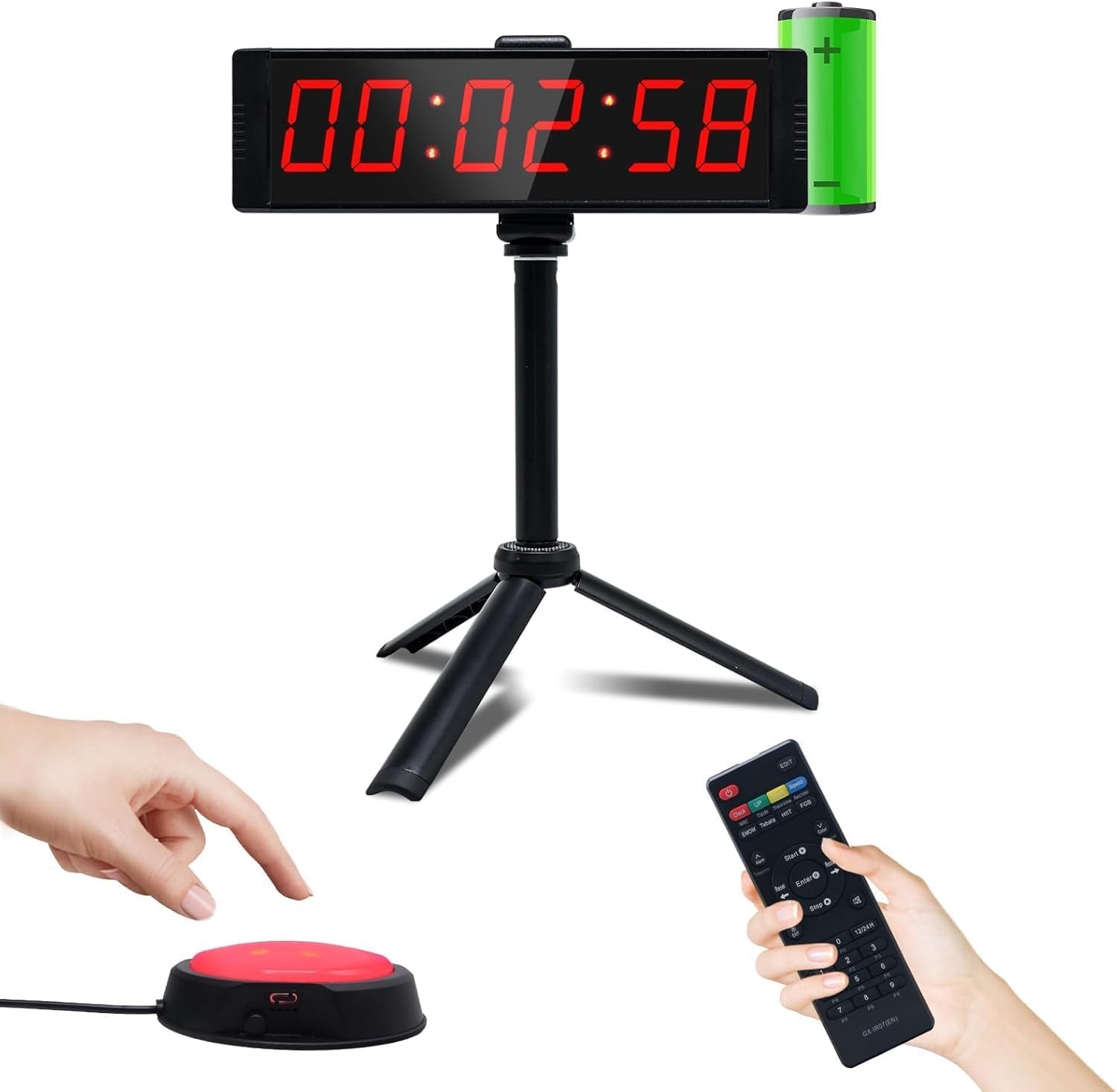 Stopwatch W/ Start/Stop Button LED Digital Timer W/ Remote Countdown Clock