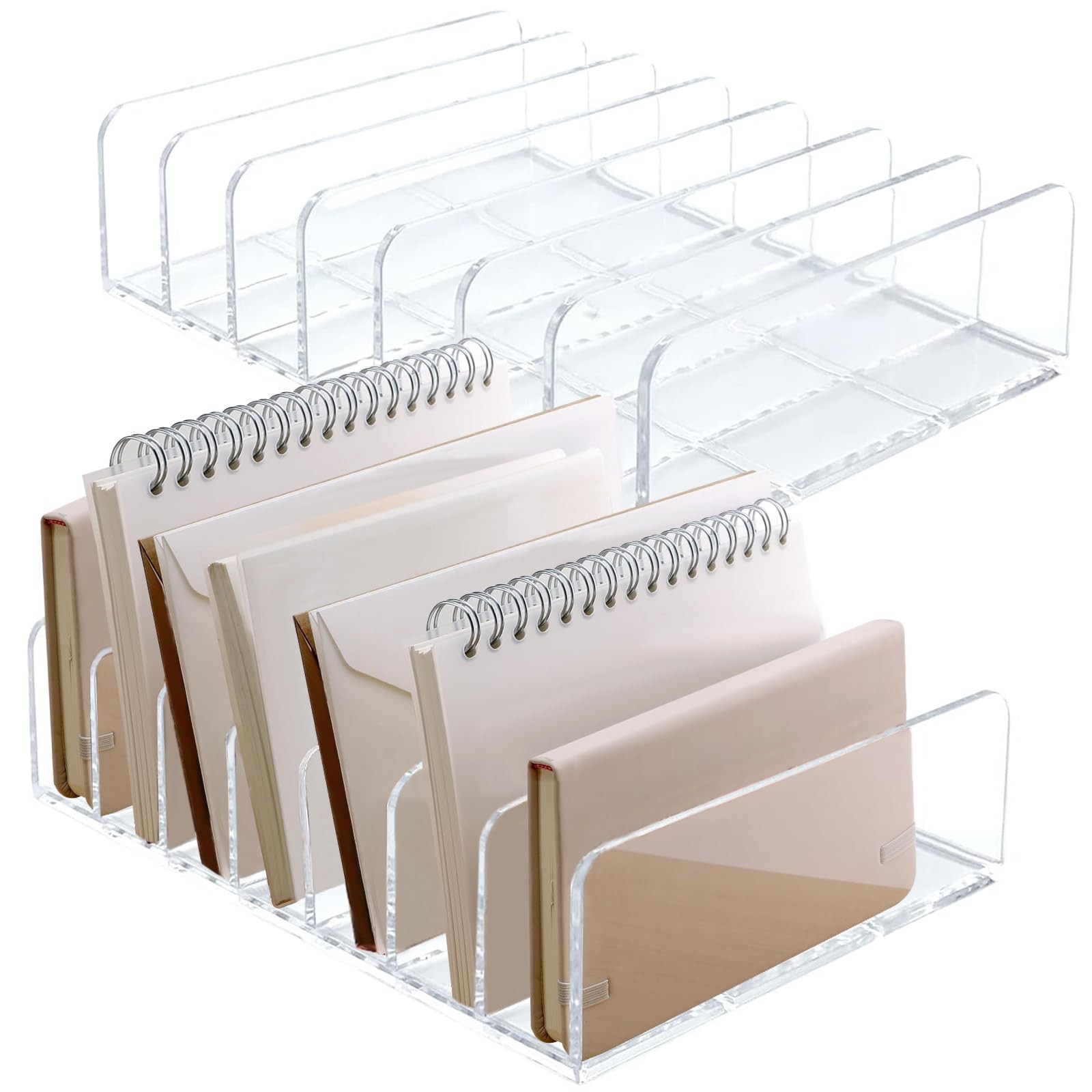 Clear Acrylic Mail Organizer Envelope Holder 7x5x1.57 Inch 7 Slots 2 PCS