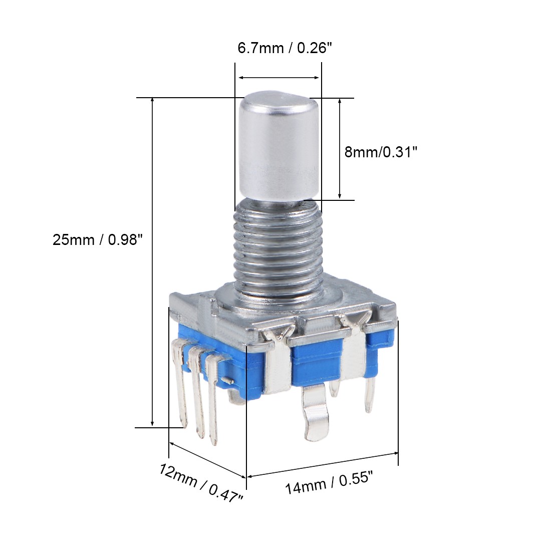 360 Degree Rotary Encoder Code Switch Digital 7 Pins 8mm D-Shaft 10pcs