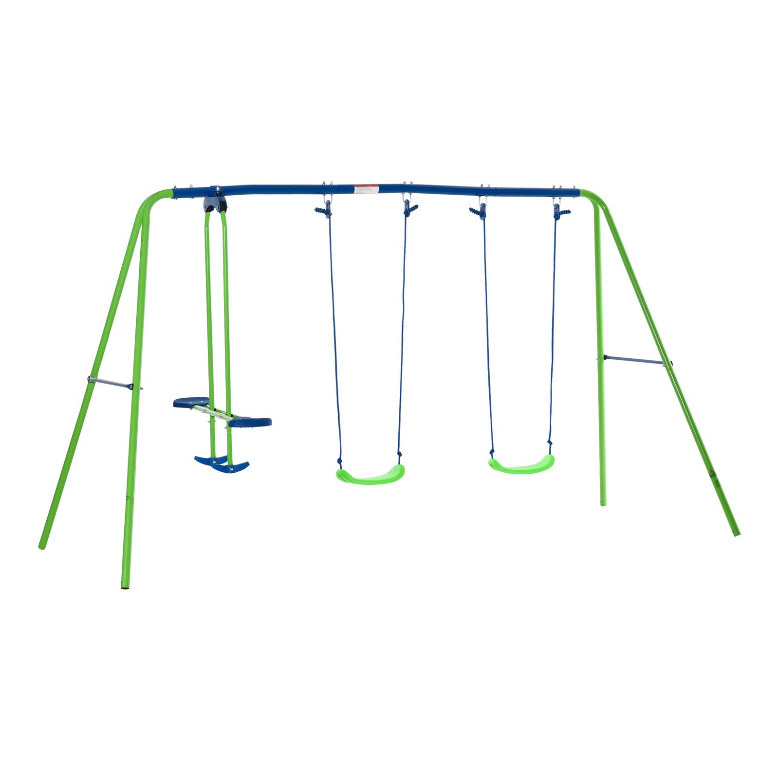 Metal Kid's Swings Seesaw Set Backyard Outdoor Playground Playset for 3-8 Years