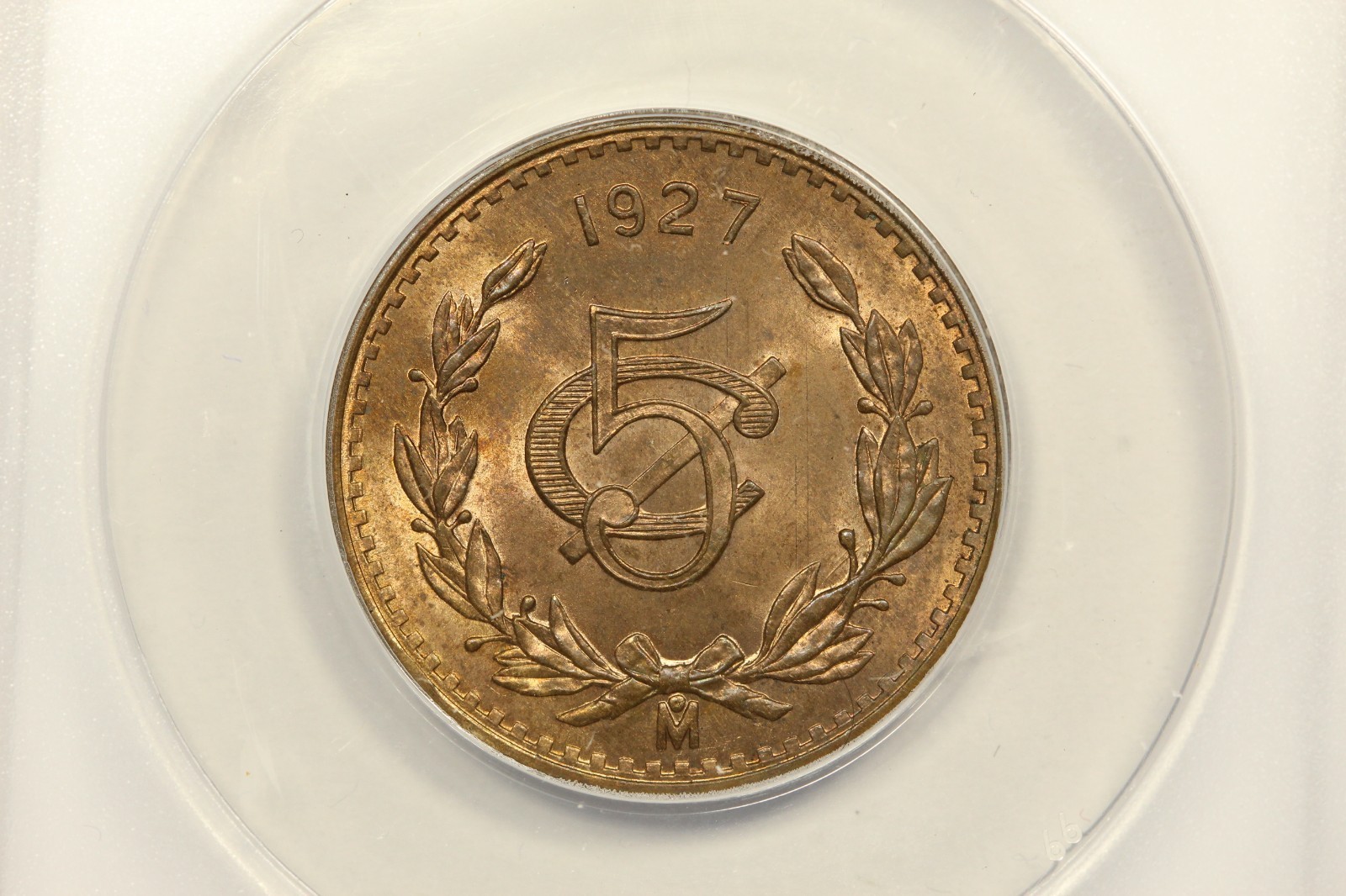 1927 Mexico 5 Centavos ANACS MS63RB