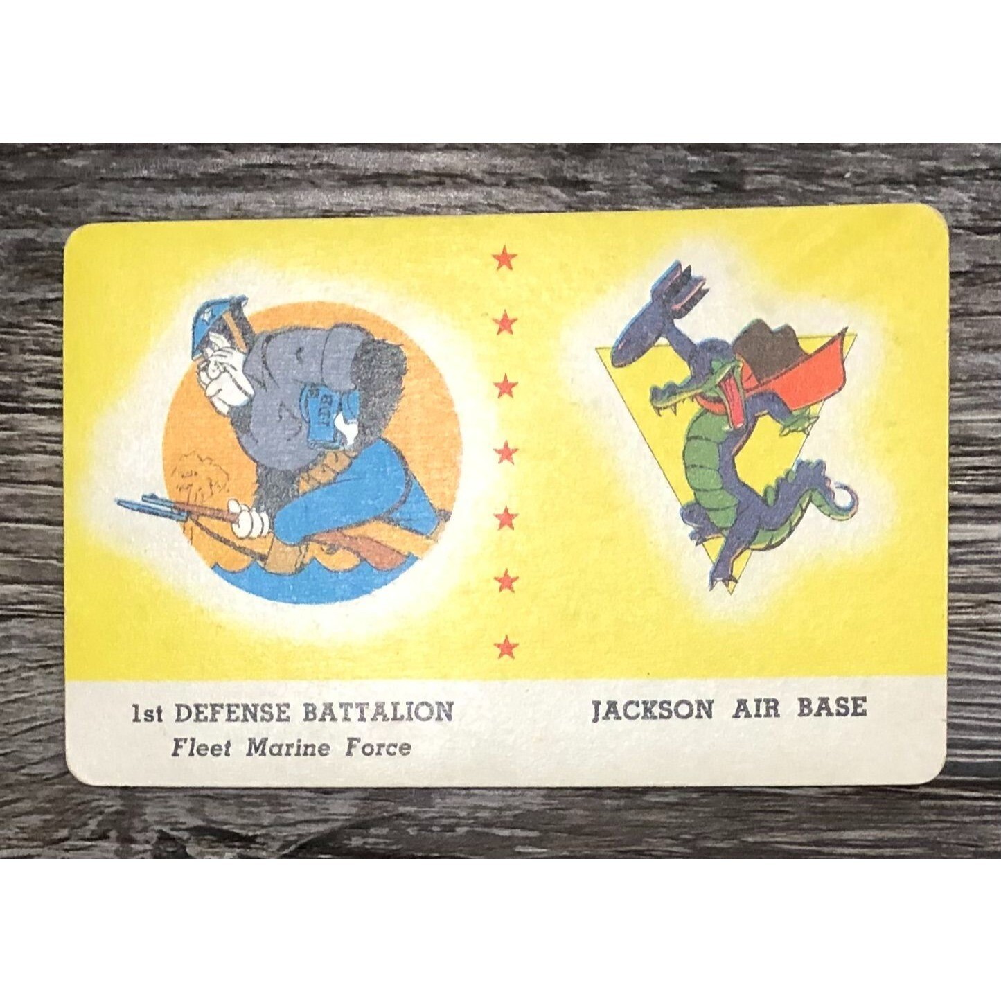 Vintage 1st Defense Battalion & Jackson Air Base Trading Card