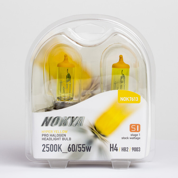 Nokya H4/9003 Headlight Bulbs - Hyper Yellow 2500K 60/55W (Stage 1)