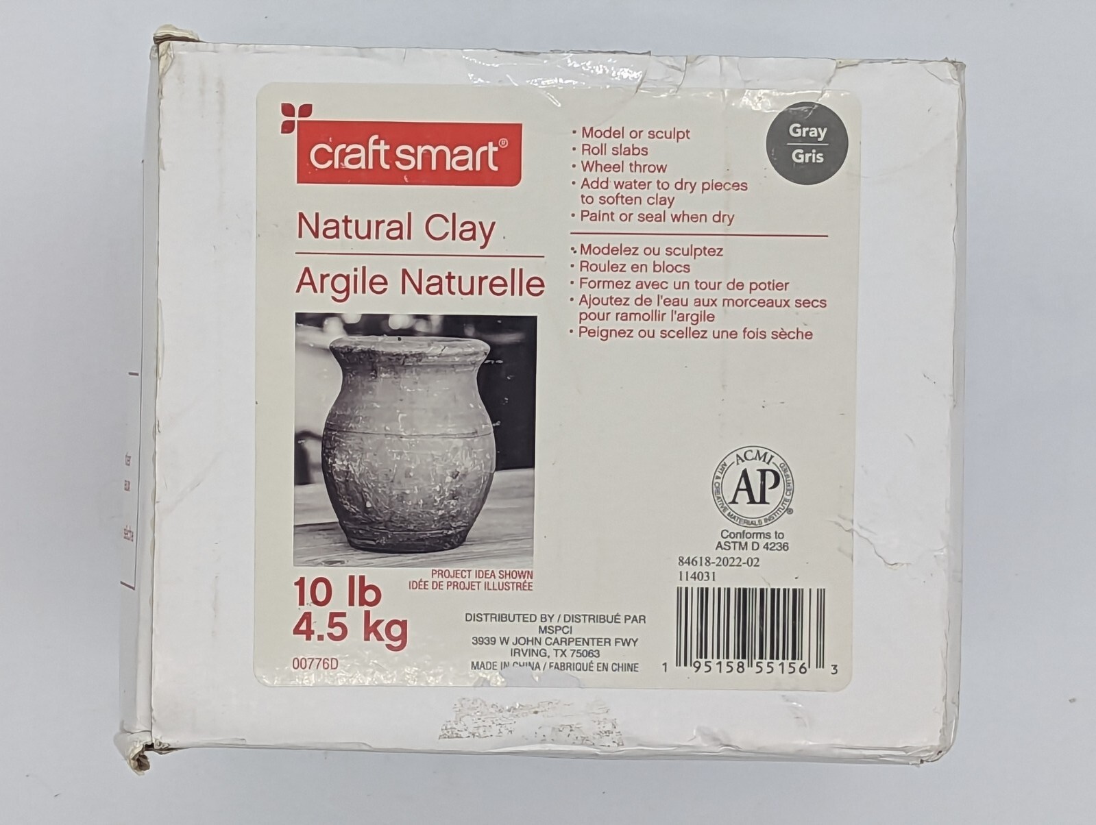 New Natural Clay by Craft Smart Gray 10 lbs Open Box