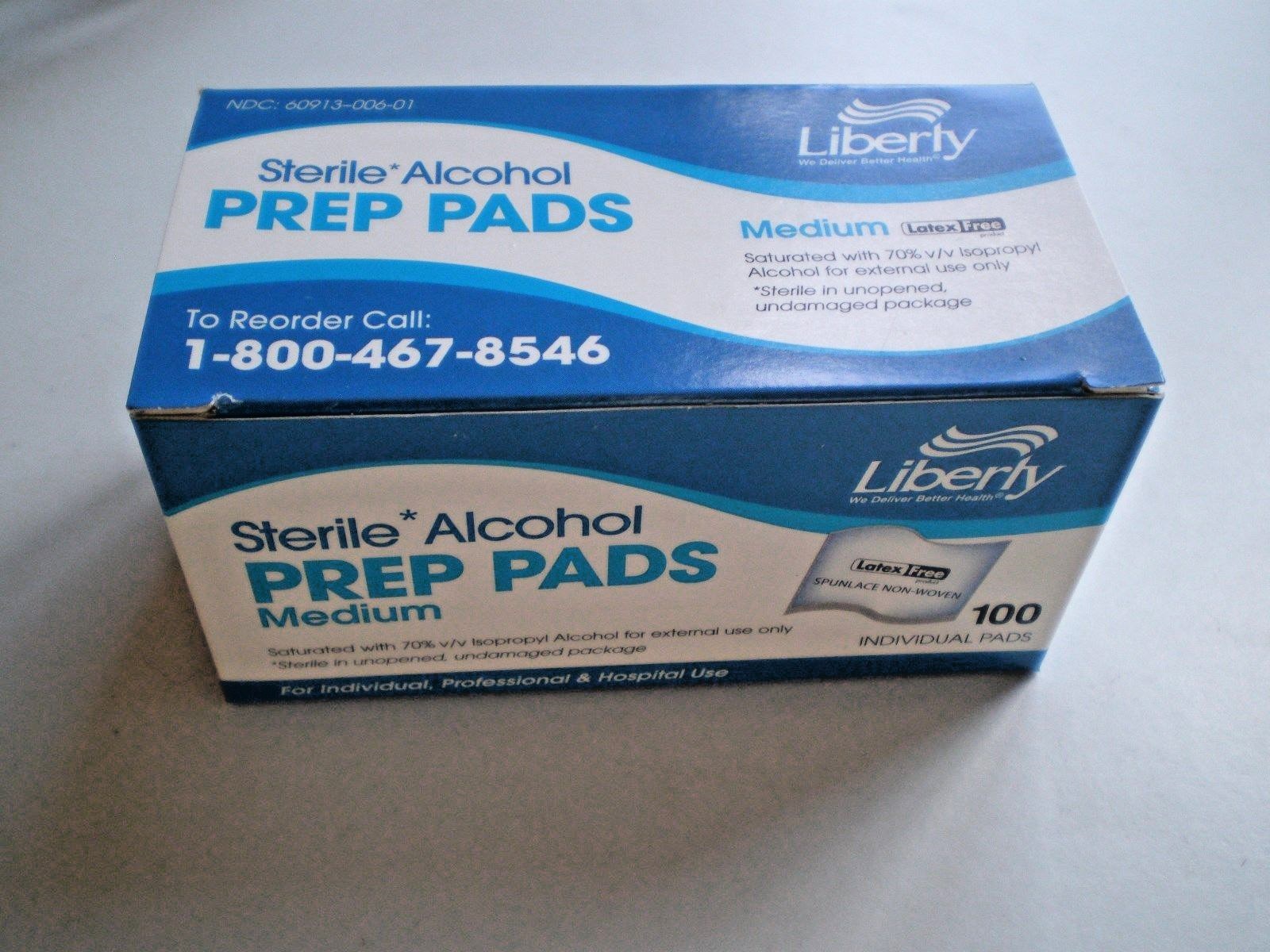 Alcohol Prep Pads Liberty 70% Isopropyl Swabs Diabetic / Tattoo Care 300 Medium