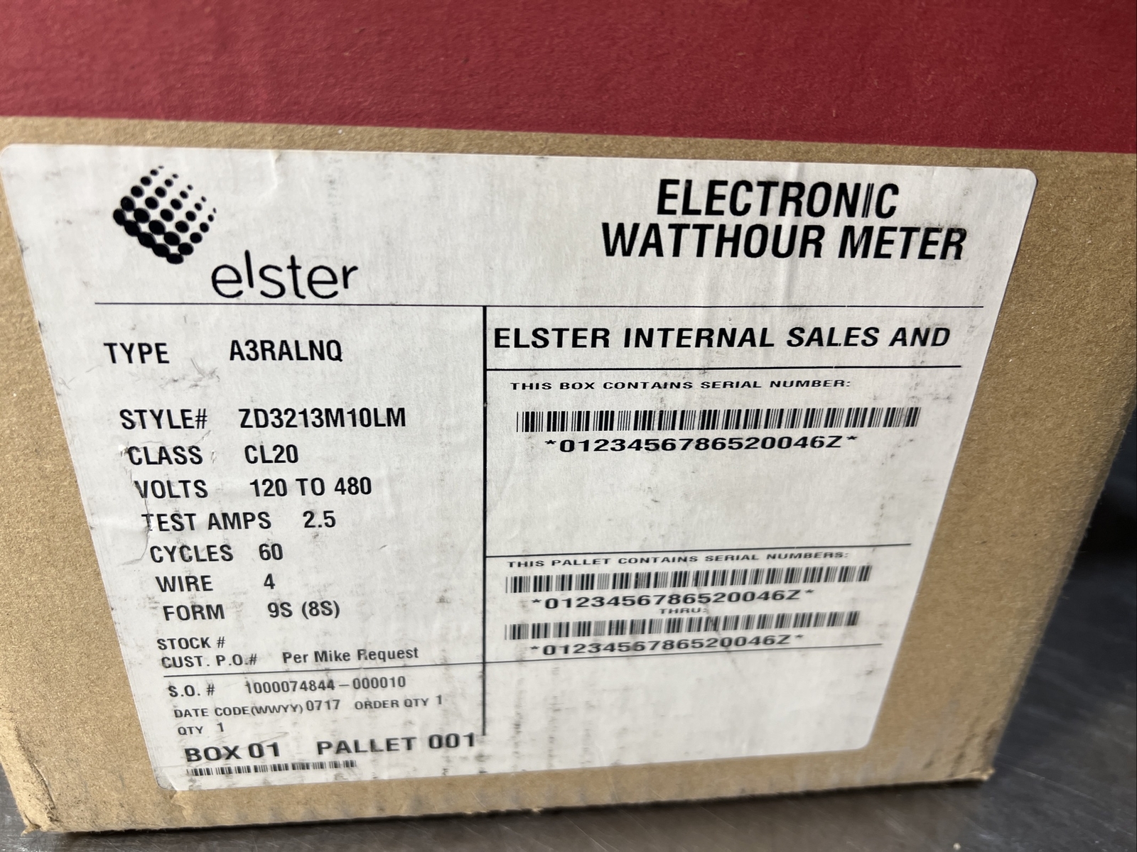 Nos Surplus Elster Electricity Watthour Meter Type A3RALNQ Class CL20