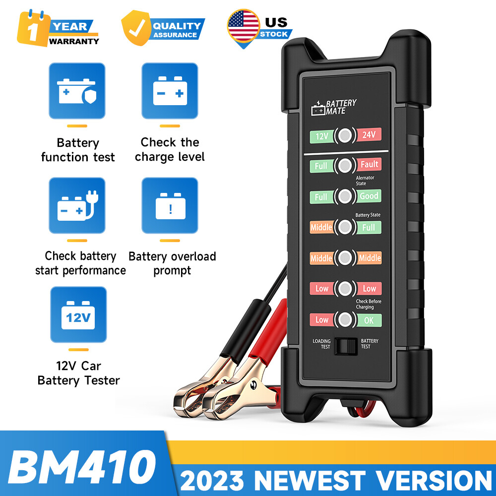 BM410 24V 12V Battery Tester Auto Charger Analyzer Digital Alternator Diagnose