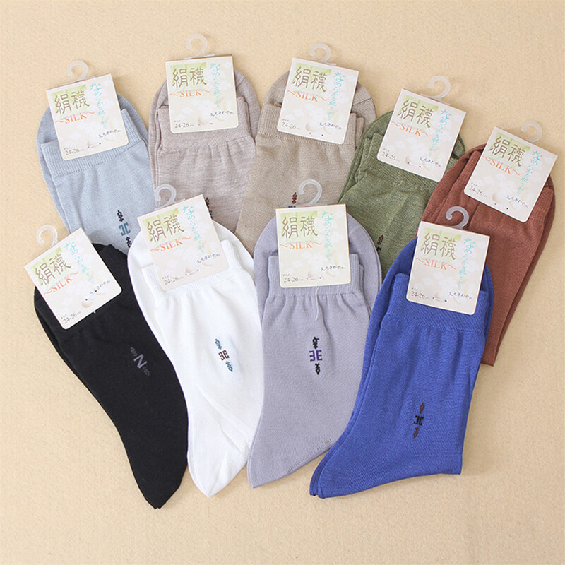 2 Pairs/lot Natural Silk Socks Breathable & Comfortable Men Socks Luxury Silk