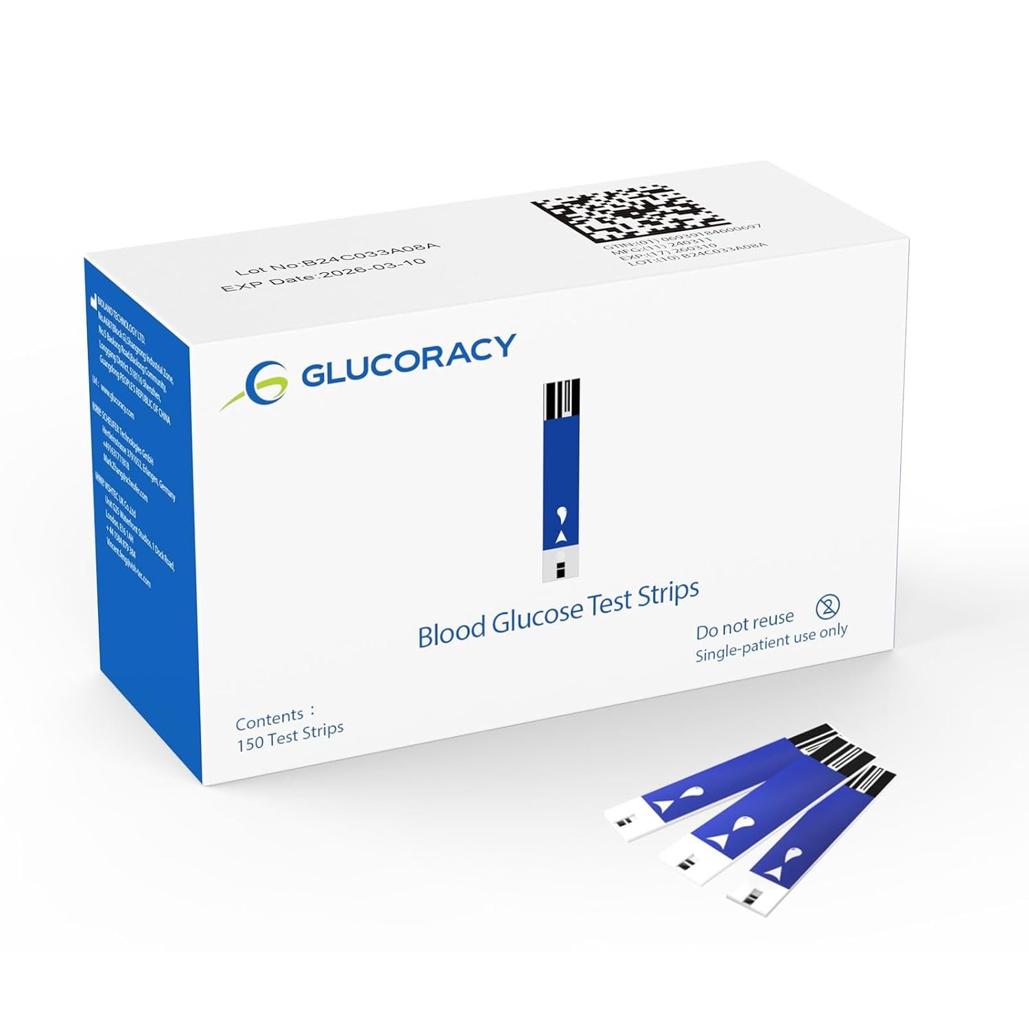 Blood Glucose Test Strips Glucoracy G-425-2/G-425, 150 Diabetic 150